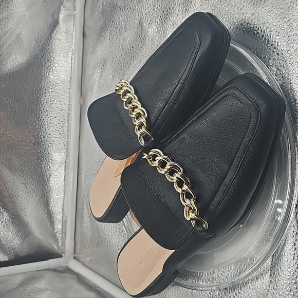 C Black Ermonn MULES Chain Accents Sz 10 - Picture 6 of 11